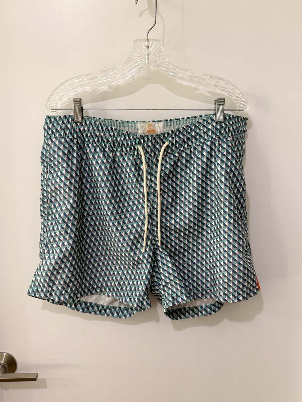 SWIMS Geometric Triangle Print Drawstring Swim Trunks Shorts Extra Large